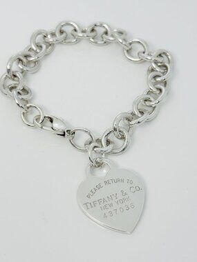 7.75" Medium Please Return to Tiffany New York Heart Tag Charm Bracelet